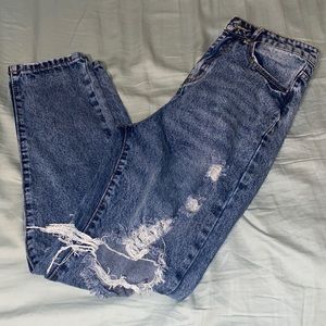 High rise distressed mom jeans
